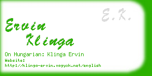 ervin klinga business card